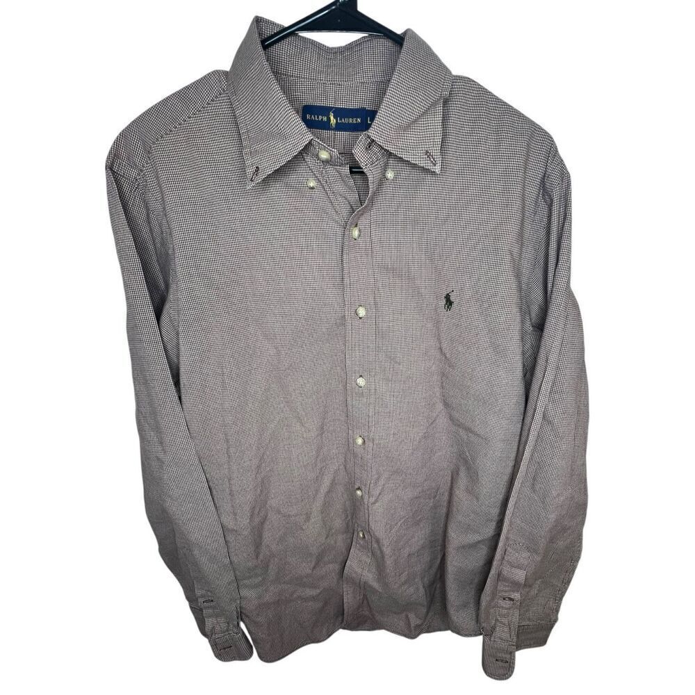 Ralph Lauren Brown And Cream Button Up Collared Cotton Shirt
